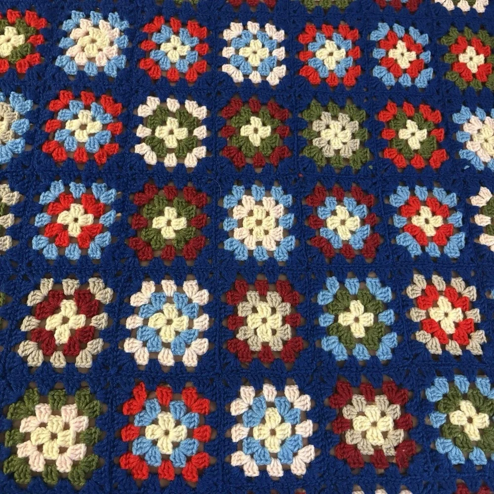 Vibrant Granny Square Afghan Throw Quilt Blanket Crochet 78